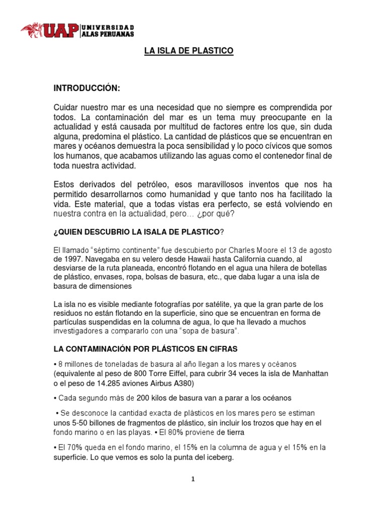 La Isla de Plastico Uap | PDF | El plastico | Residuos