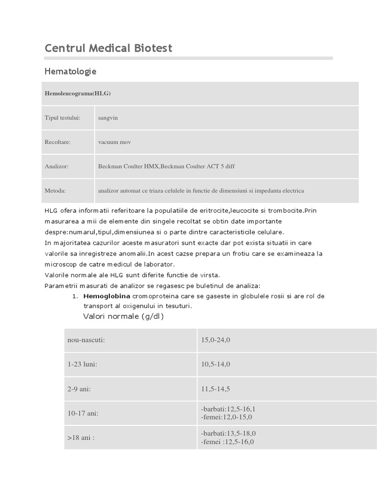 Centrul Medical Biotest Sange PDF