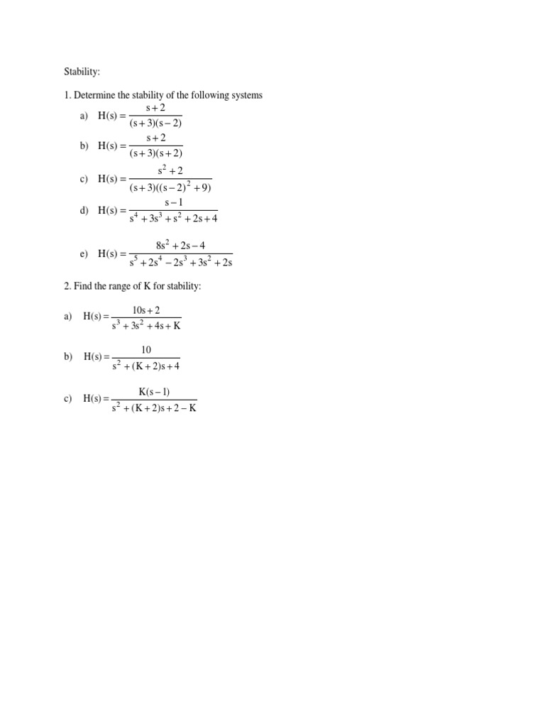 Stability Analysis of Control Systems | PDF