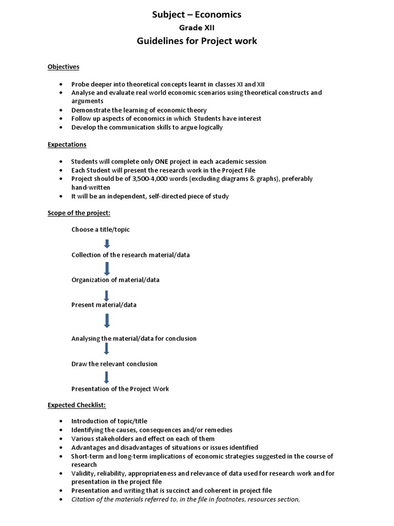 Economics Project Guidelines for XII | PDF | Art