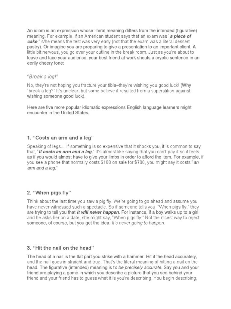 Common Idiomatic Expressions | PDF | Idiom