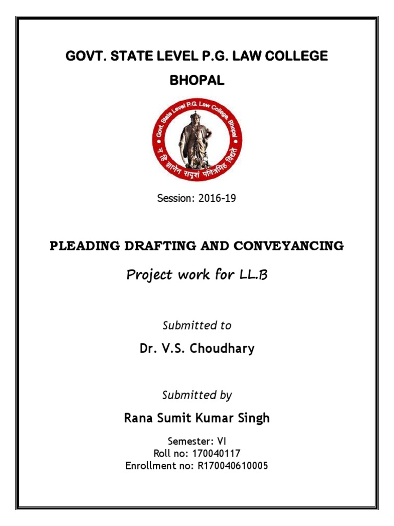 Govt. State Level P.G. Law College Bhopal Session 201619 Download