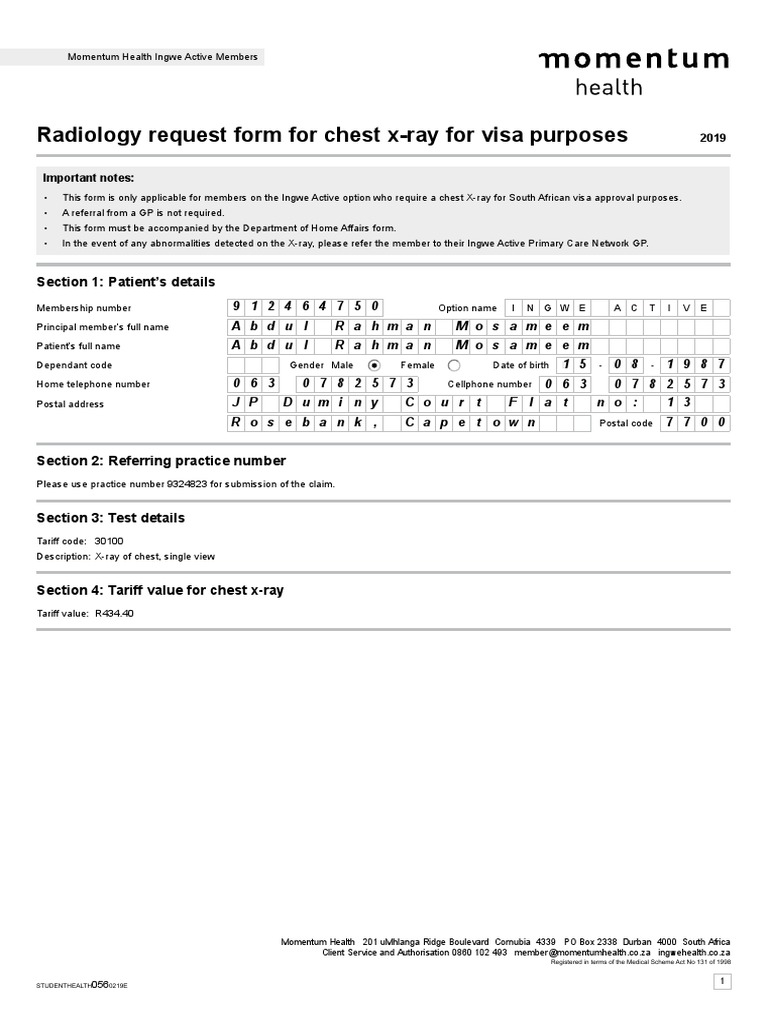 Radiological Report Form-Momentum PDF | PDF | Medicine | Health Care