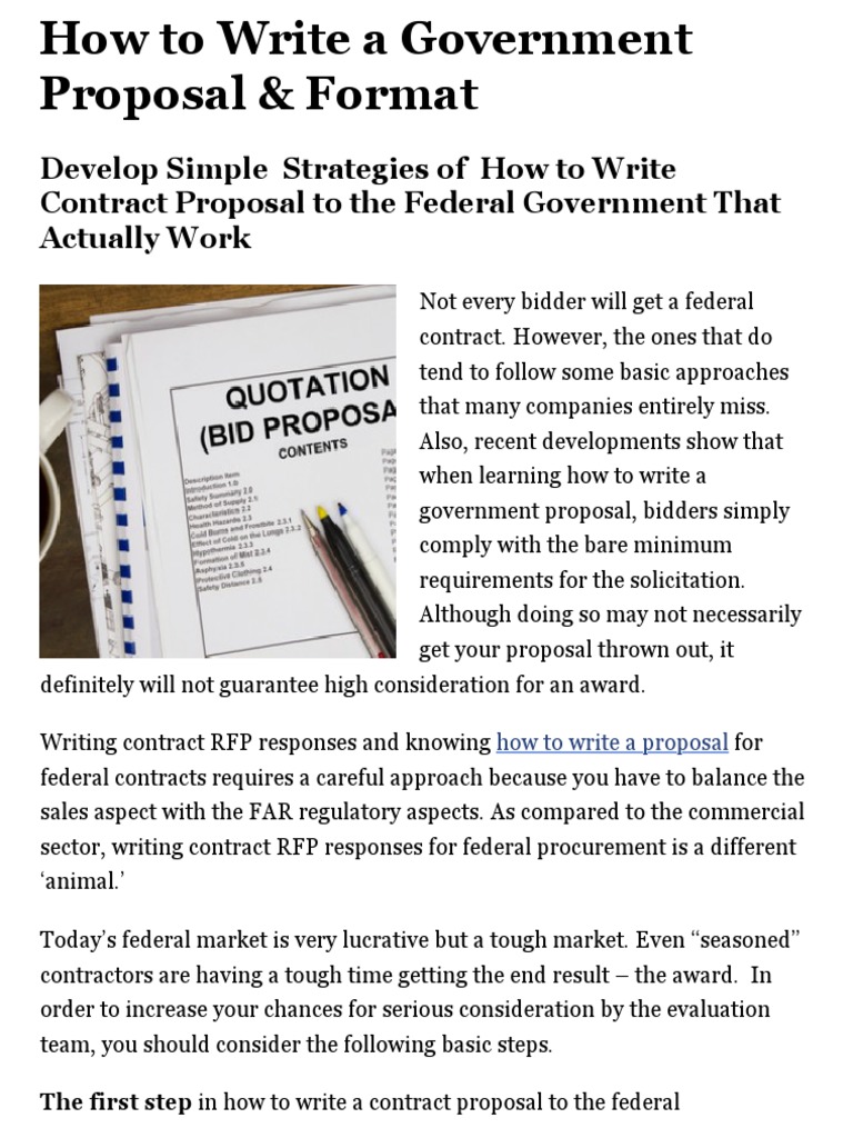 How To Write A Government Proposal & Format - Proposal Writing