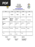 Calendar of Activities For The Month of January 2019 in Cookery