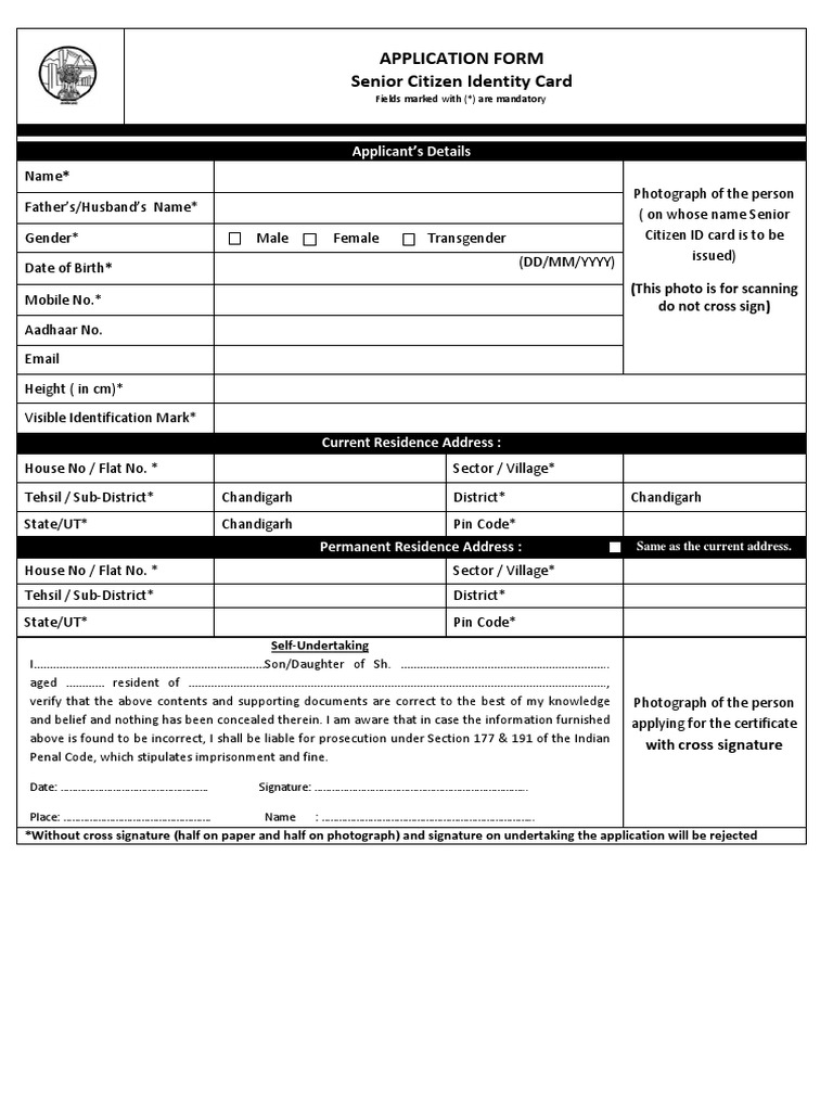 Senior Citizen ID Card Application Form | PDF | Identity Document | Privacy