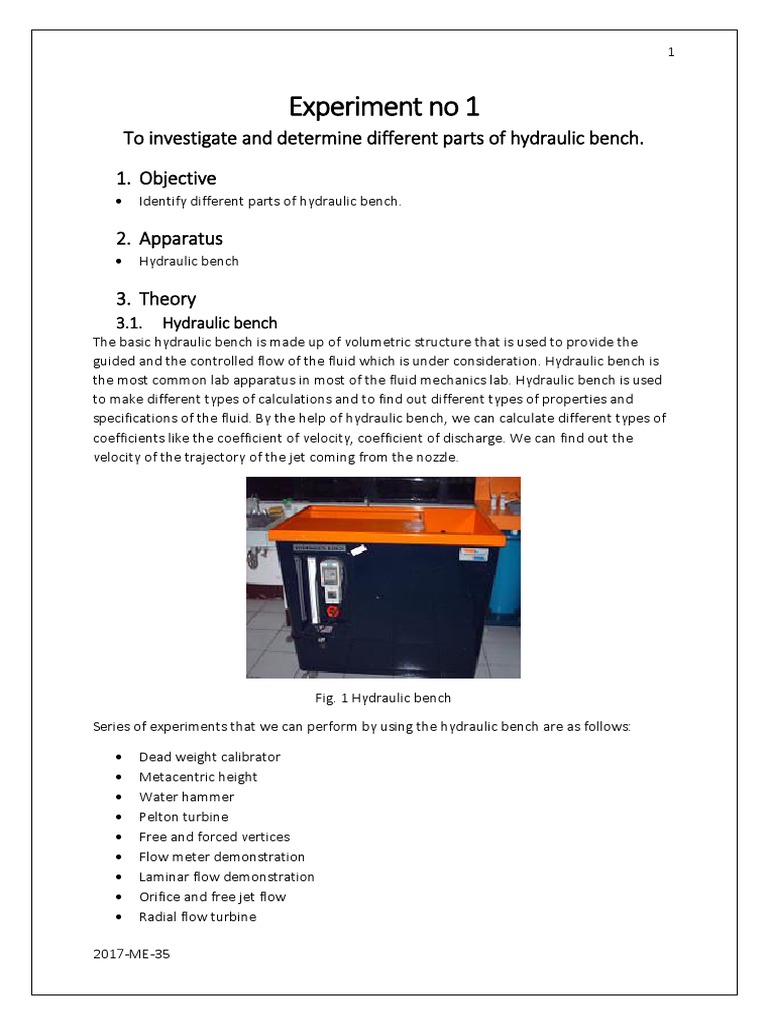 Lab Report 01 Hydraulics Fluid Mechanics