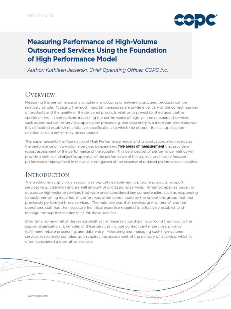 COPC White Paper Measuring Performance of High Volume Outsourced ...