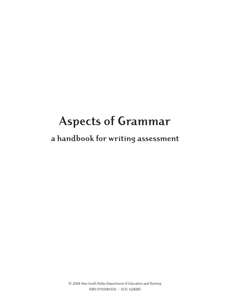 Aspects of Grammar: A Handbook For Writing Assessment | PDF | Verb ...