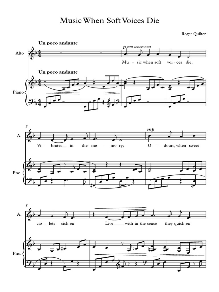 Music When Soft Voices Die Full Score