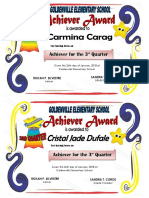 Quarterly Certificate Certificate