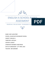 English A School Based Assesment: Traditions of The West Indies The Influence of Music On Dance