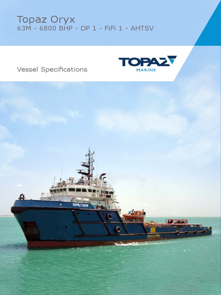 Topaz Oryx Vessel Specifications | PDF | Anchor | Tonnage