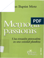 Johann Baptist Metz, (2007)Memoria Passionis. Una Evocación Provocadora en Una Sociedad Pluralista,. Sal Terrae