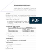 Plan de Olimpiadas de Matematica 2019 PCHV