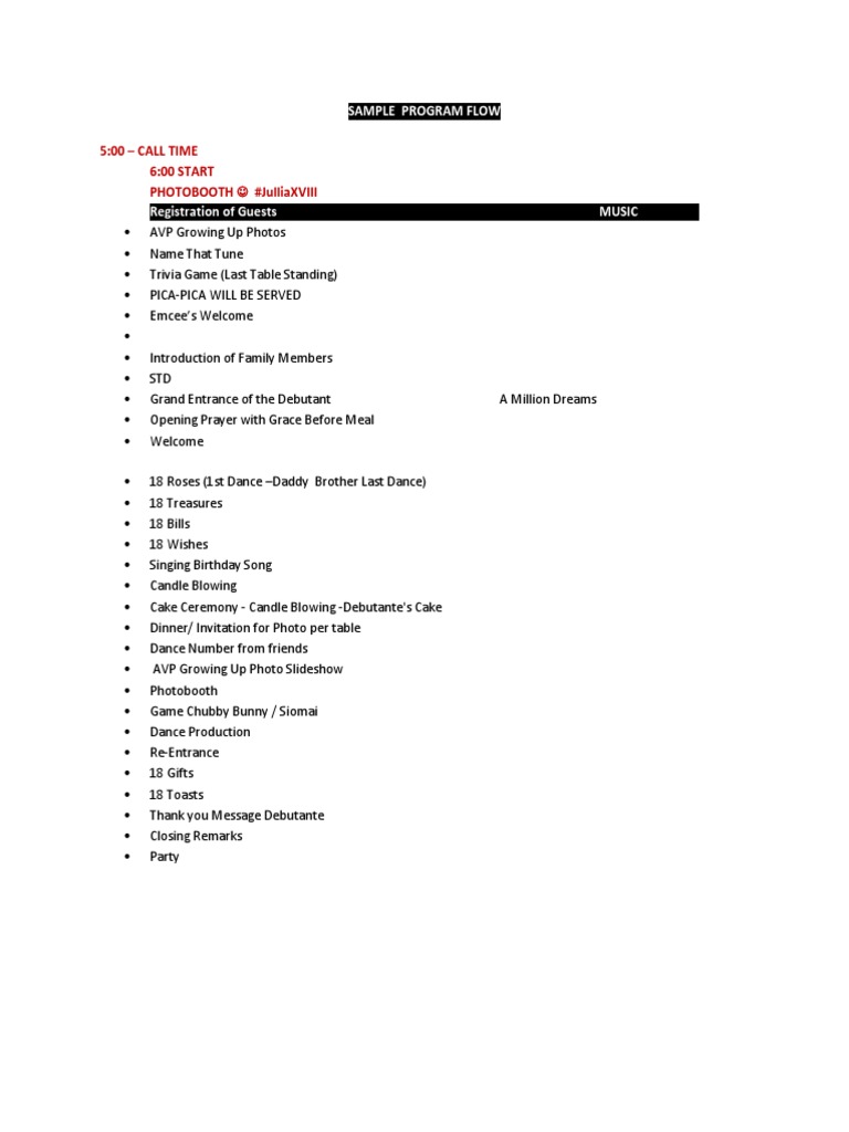 Debut Program Flow Sample | PDF