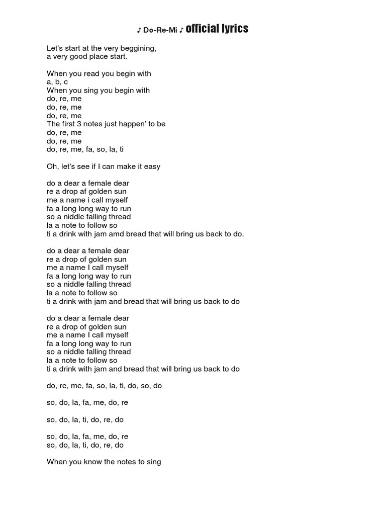 Do re mi lyrics pdf