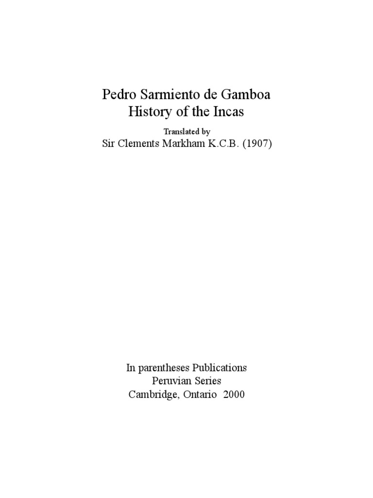 Sarmiento de Gamboa History of The Incas (ENGLISH) PDF