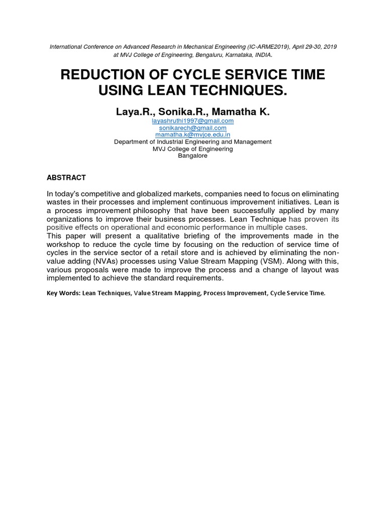 Reduce Cycle Service Time with Lean | PDF | Technology & Engineering
