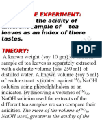 To Study The Acidity of Different Sample of Tea Leaves As An Index of There Tastes