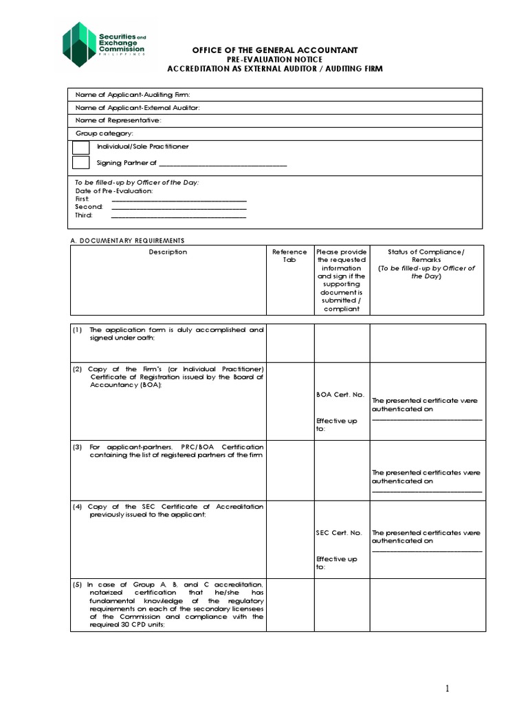 2018ogaform Pre Evaluation Checklist Individual Pdf Pdf Notary