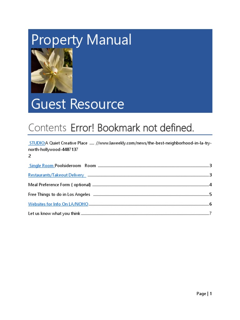 Property Manual Contents Error! Bookmark Not Defined PDF Table Of