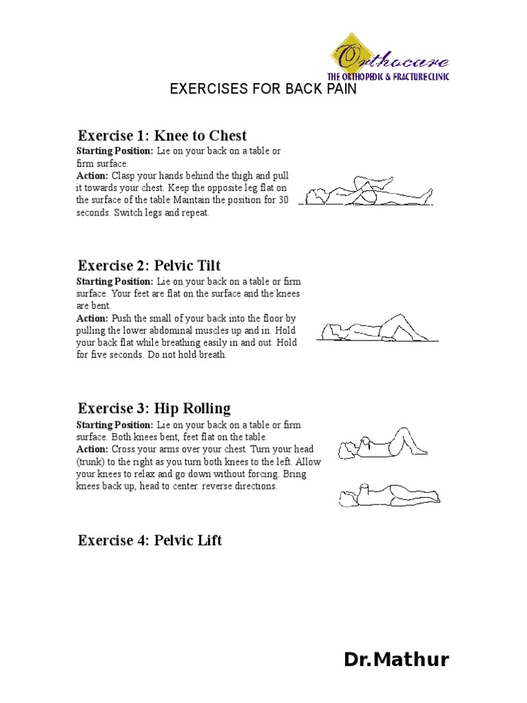 Effective Exercises for Back Pain Relief | PDF | Pelvis | Knee