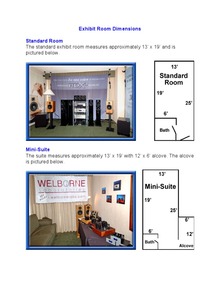 Standard Exhibit Room Dimensions | PDF