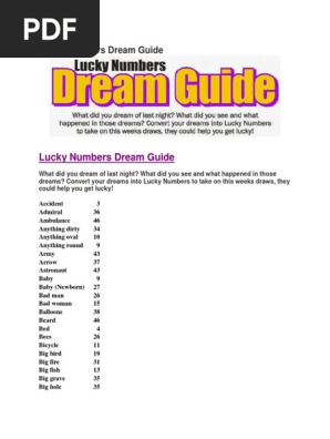 Lucky Numbers Dream Guide