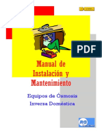 Manual de Instalación y Mantenimiento. Equipos de Ósmosis Inversa Doméstica