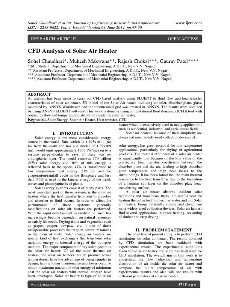 CFD Analysis of Solar Air Heater | PDF | Solar Energy | Heat Transfer