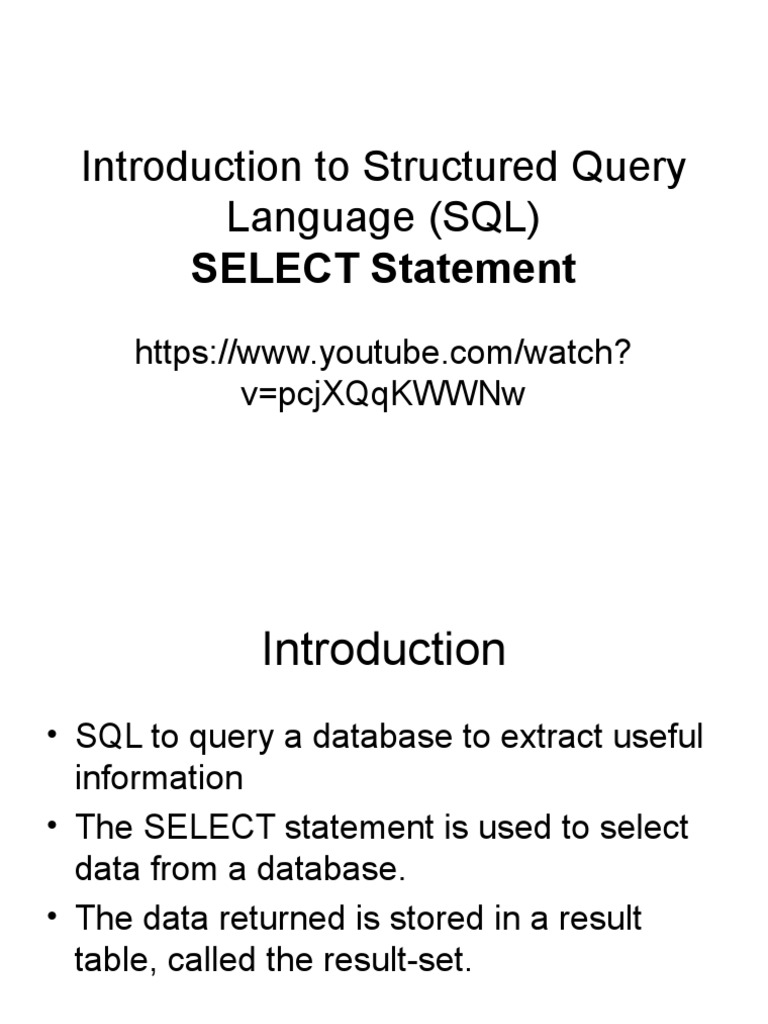 Introduction To Structured Query Language (SQL) | PDF | Sql | Table ...