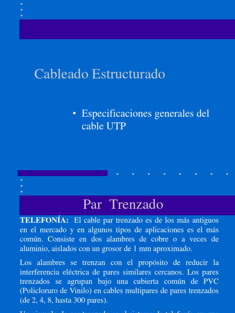 Características del Cable UTP | PDF | Tecnología de medios | Ingenieria ...
