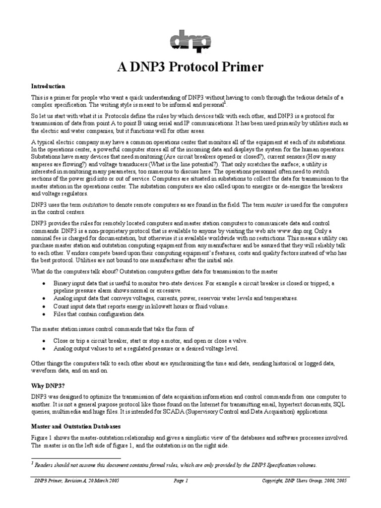 DNP3 Protocol Primer PDF | PDF