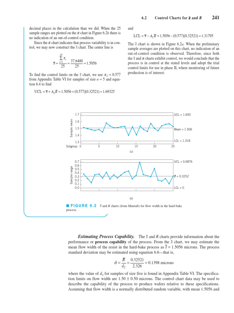 6.2 Control Charts For and R: Estimating Process Capability | PDF ...