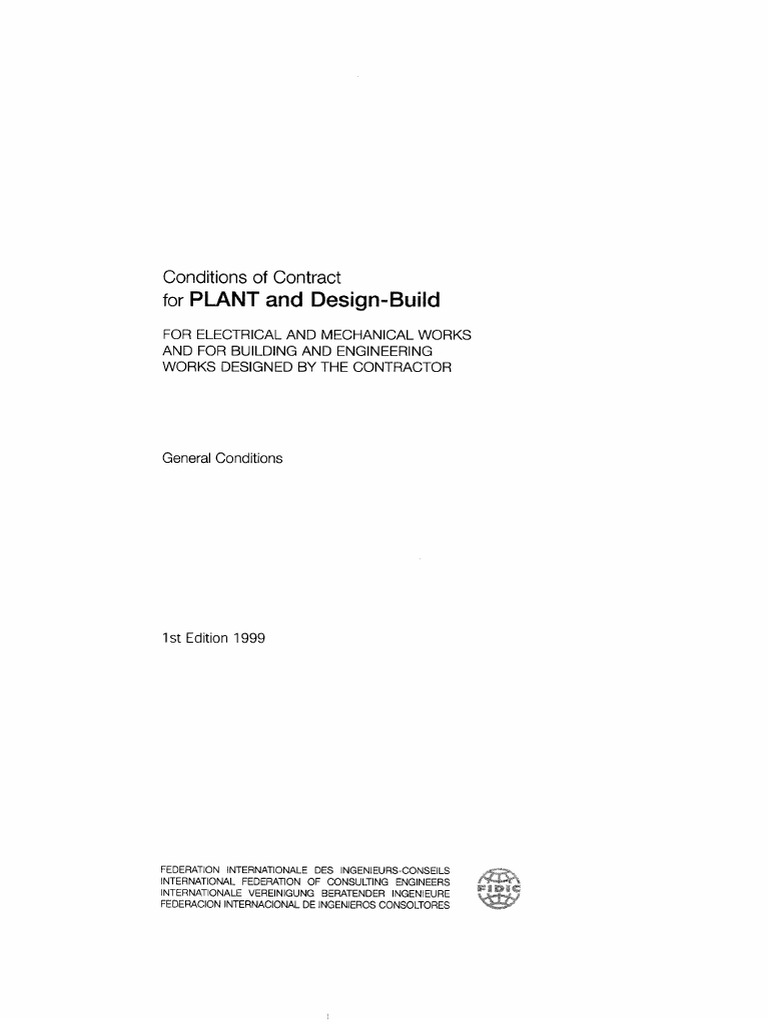 FIDIC Yellow Book 1999 Plant DesignBuild 1st Edition 1999 PDF