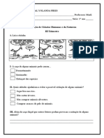 Avaliação de Ciências 3o ano