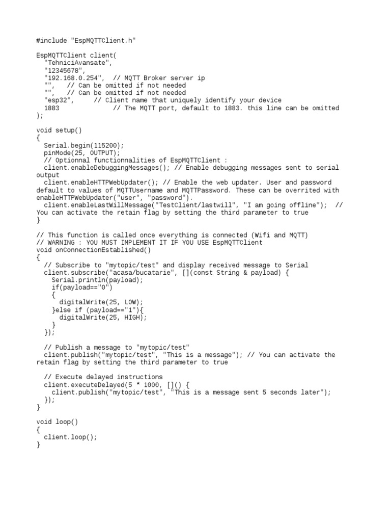 ESP32 MQTT Client Setup Guide | PDF | Computers