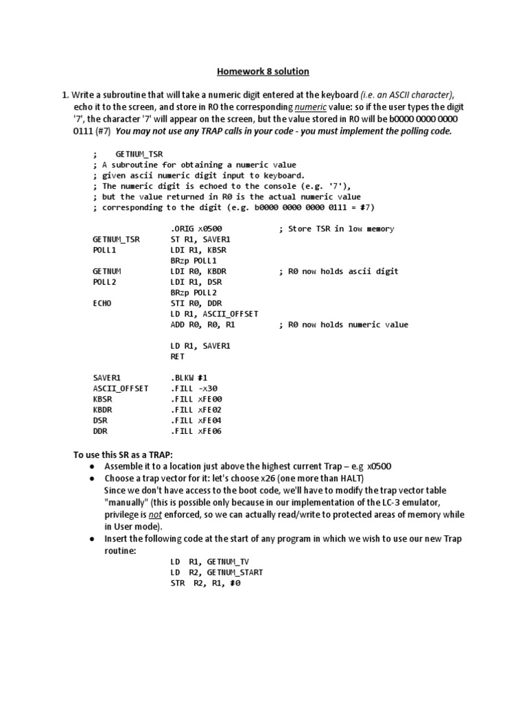 CS061 Homework 8: Subroutine Solution | PDF | Computer Hardware | Software