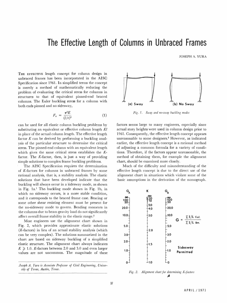 Yura Effective Length Columns Unbraced Frames PDF | PDF | Buckling | Column