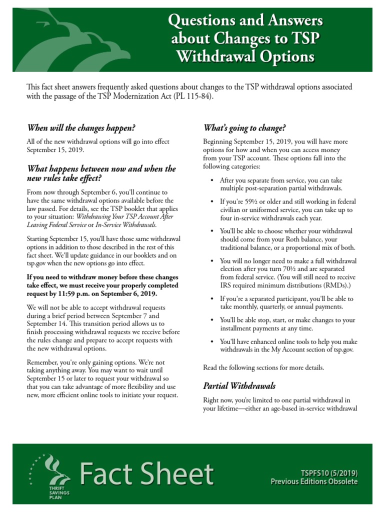 TSP Modernization Fact Sheet May 30, 2019 Government Politics