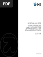 Post Graduate Programme in Management For Senior Executives 2017-18