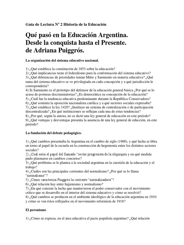 Historia de la Educación en Argentina | PDF | Ciencias Políticas ...
