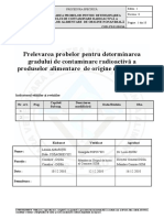 Prelevarea Probelor Pentru Determinarea Gradului de Contaminare Radioactiva A Produselor Alimentare de Origine Nonanimala