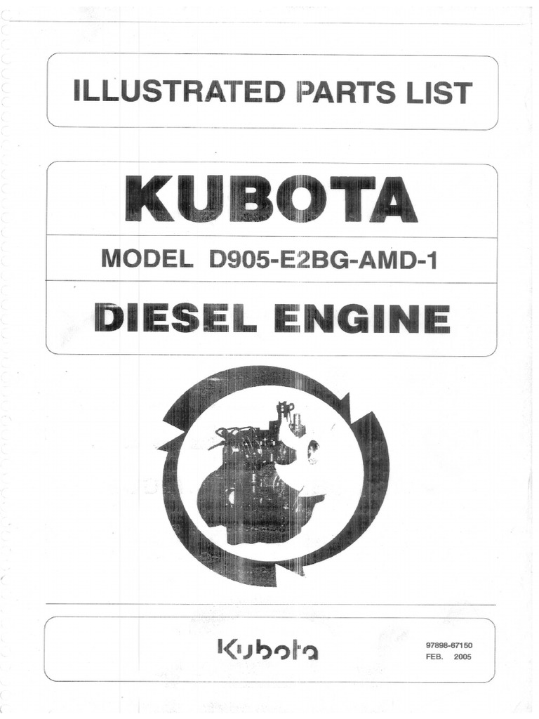 Kubota Motor D905 Parts List PDF