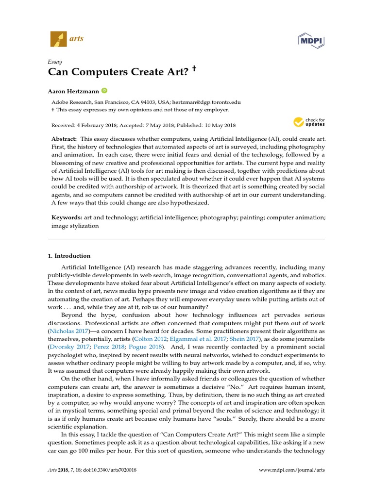 Can computers create art aaron hertzmann pdf artificial