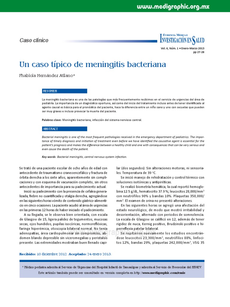 Caso clínico de meningitis bacteriana | PDF | Meningitis ...