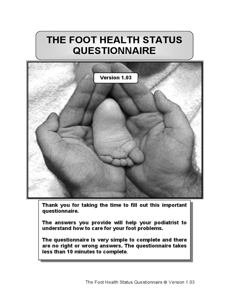 The Foot Health Status Questionnaire Version 1.03 PDF Arthritis