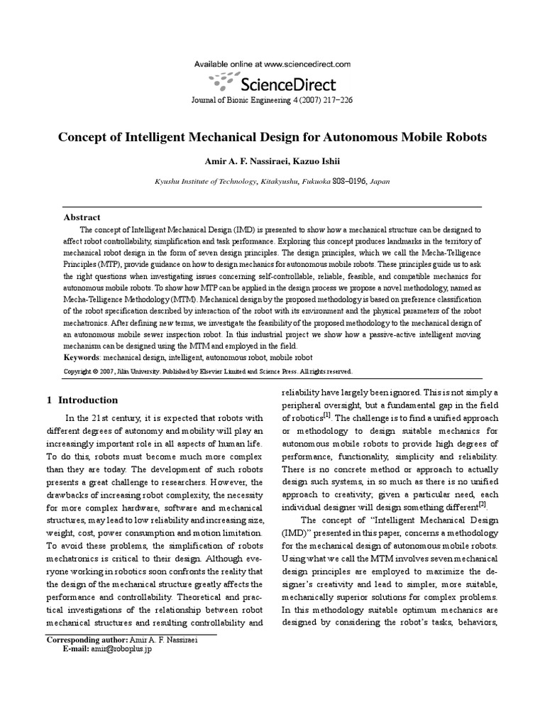 Concept of Intelligent Mechanical Design For Autonomous Mobile Robots ...