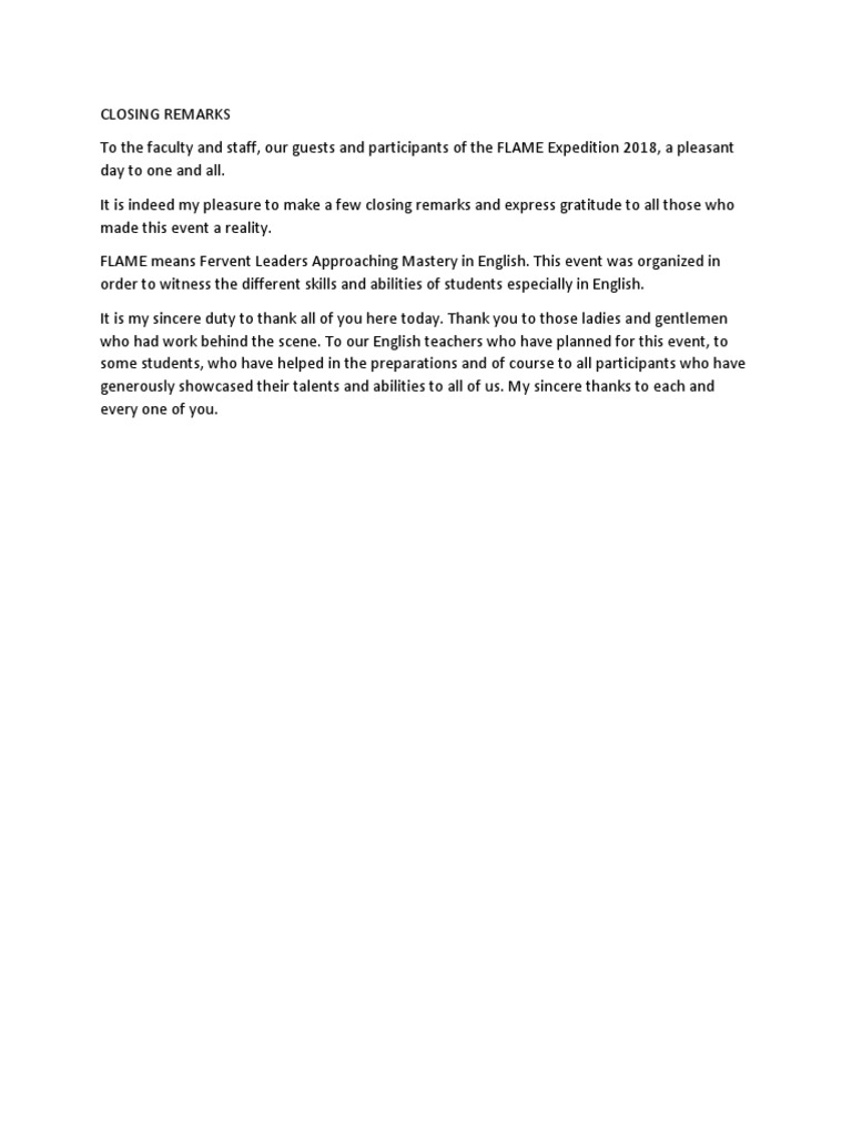 Closing Remarks